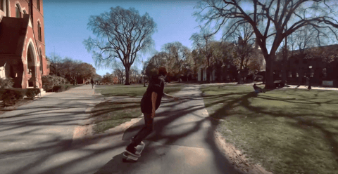 Video of student on skateboard